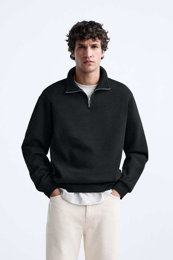 Zip Neck Sweatshirt - Black